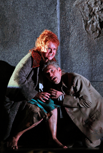 Petra Lang as Ortrud and Gerd Grochowski as Friedrich von Telramund [Photo by Cory Weaver courtesy of San Francisco Opera]