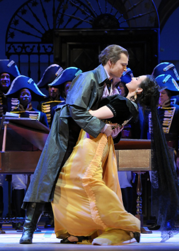 Alek Shrader and Isabel Leonard in Rossini’s “The Barber of Seville” at Lyric Opera. Photo: Dan Rest