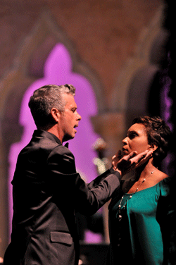 Daniel Mobbs as Guillaume Tell and Talise Trevigne as  Jemmy [Photo by Gabe Palacio courtesy of Caramoor Festival 2011]
