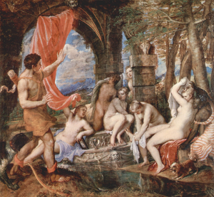 Actaeon Surprising Diana by Titian (1556-59)