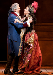 Plácido Domingo as Maurizio and Maria Guleghina as Adriana Lecouvreur [Photo by Marty Sohl courtesy of The Metropolitan Opera]