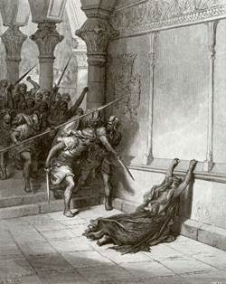 Death of Athaliah. Engraving by Gustave Doré (1832-1883)