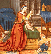 Athaliah, as depicted in Antoine Dufour’s <em>Vie des femmes célèbres</em>, c. 1505; in the Dobrée Museum, Nantes, France.