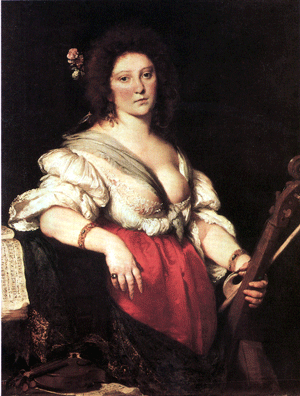 A portrait of Barbara Strozzi (1581-1644) by Bernardo Strozzi.