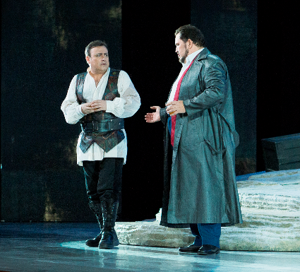 Daniel Magdal as Otello and Valentin Vasiliu as Iago [Photo by Gin Photo courtesy of the Romanian National Opera Bucharest]