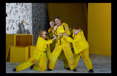 Roger Smeets (Der Einäugige), Alexander Vassiliev (Der Einarmige), Terje Stensvold (Barak der Färber), Torsten Hofmann (Der Bucklige) [Photo: Clärchen & Matthias Baus]