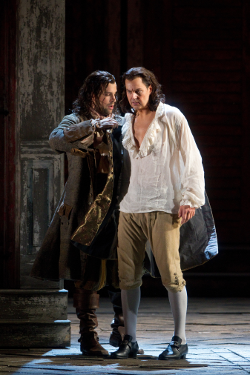 Luca Pisaroni as Leporello and Peter Mattei as Don Giovanni [Photo by Marty Sohl/Metropolitan Opera] 