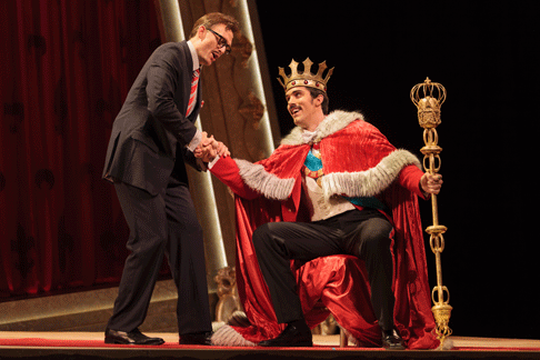Jason Hardy as Baron Kelbar and Alex Lawrence as Belfiore in The Glimmerglass Festival's 2013 production of Verdi's King for a Day. Photo: Karli Cadel/The Glimmerglass Festival.