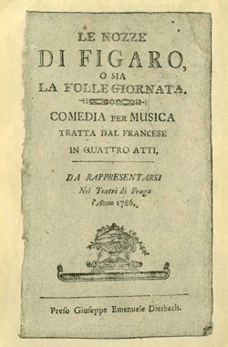 Libretto of Le Nozze di Figaro, Prague 1786 [Image courtesy of Wikipedia]