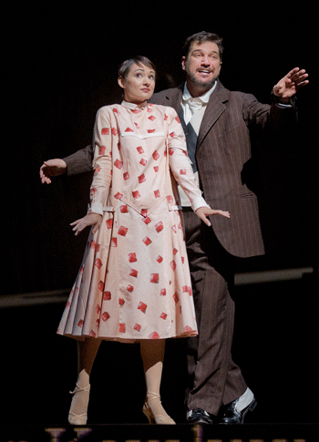 Dina Rose Rivera as A Pretty Lady and Paulo Szot as Kovalyov [Photo by Ken Howard/Metropolitan Opera]