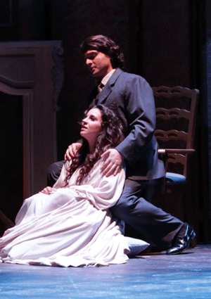Joyce El-Khoury as Violetta and Georgy Vasiliev Alfredo Germont [Photo by Palm Beach Opera]