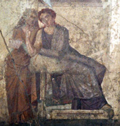 Phaedra tells her slave about Hippolytus (from Pompeii)