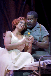 Laquita Mitchell (Bess) and Eric Owens (Porgy) [Photo by Terrence McCarthy courtesy of San Francisco Opera]