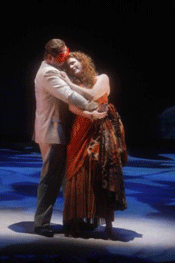 Martin Gantner (Count Tamare), Anja Kampe (Carlotta) in The Stigmatized [Photo by Robert Millard courtesy of the Los Angeles Opera]
