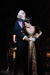 Claudio Sgura as Scarpia and Chiara Taigi as Tosca [Photo courtesy of Palm Beach Opera]