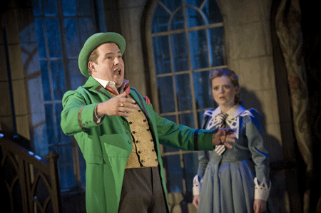 Robert Murray as Valentin and Fflur Wyn as Mimi [Photo by Mike Hoban for Garsington Opera]