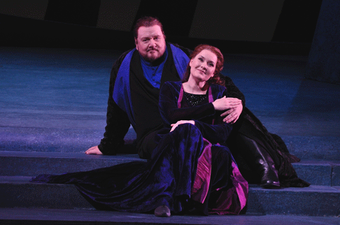 Ben Heppner as Tristan and Ann Petersen as Isolde [Photo by David Massey courtesy of Welsh National Opera]