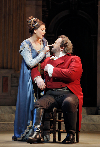 Alexia Voulgaridou as Tosca and Gwyn Hughes Jones as Cavaradossi [Photo by Cory Weaver]