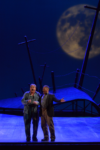 Michael Robert Hendrick as Lennie and Gregory Dahl as George [Photo by R. Tinker]