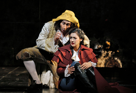 Asraf Sewailam as Leporello and Myrtò Papatanasiu as Donna Elvira [Photo by Cory Weaver]